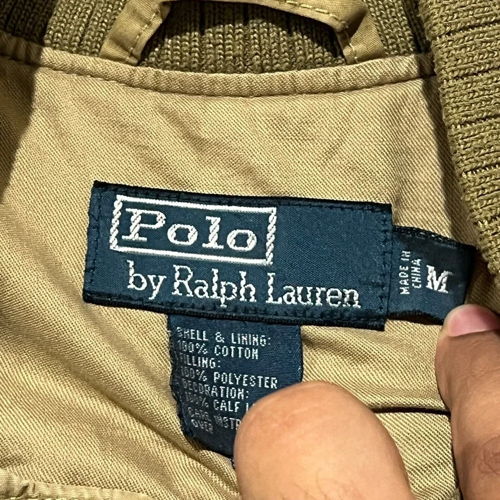Vintage Polo Ralph Lauren Mens Khaki Quilted Body Warmer Gilet Puffer Vest Sz M